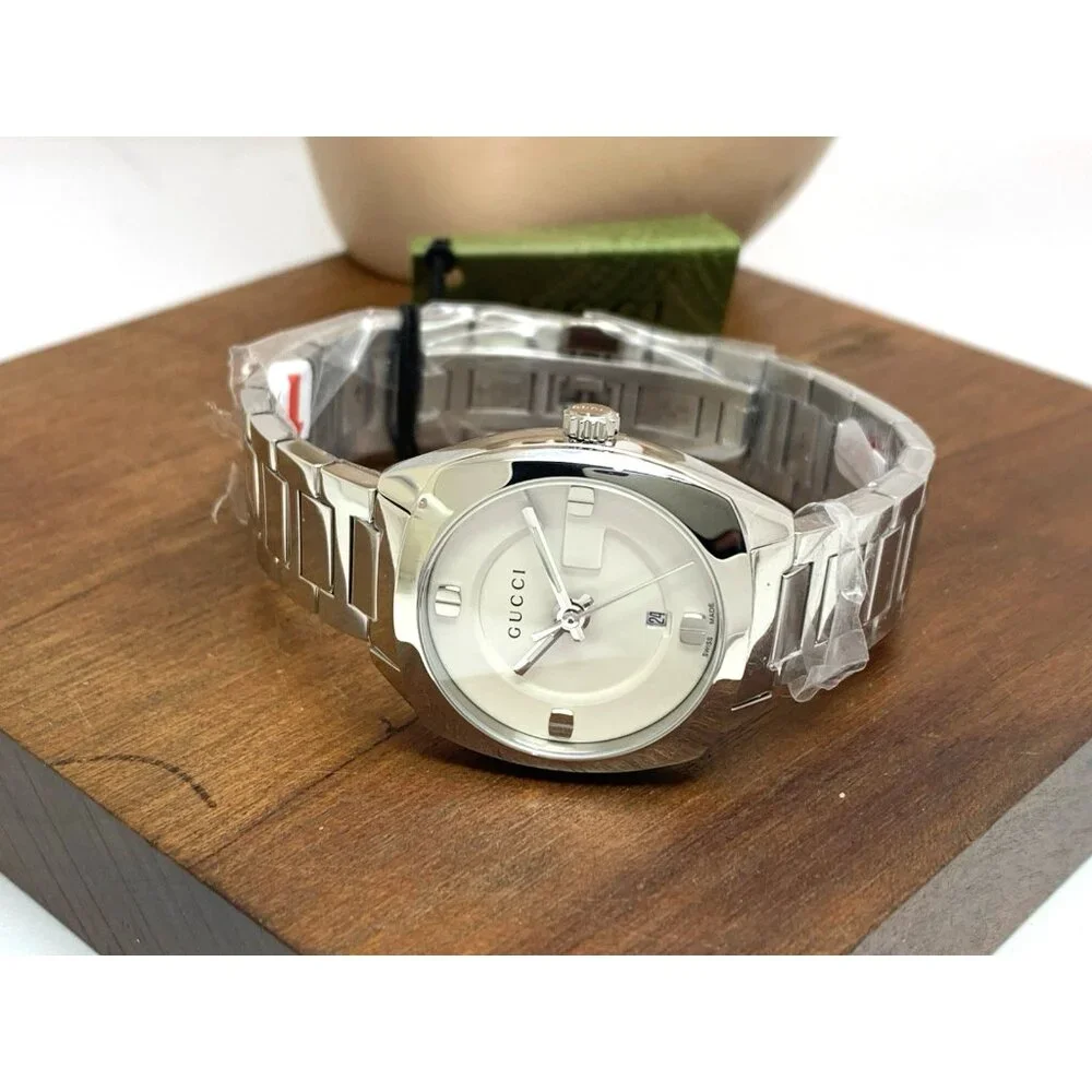 Gucci Women's Watch YA142502 Swiss Quartz GG2570 White Dial Silver Steel 29mm